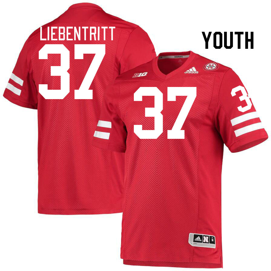 Youth #37 Barret Liebentritt Nebraska Cornhuskers College Football Jerseys Stitched Sale-Red